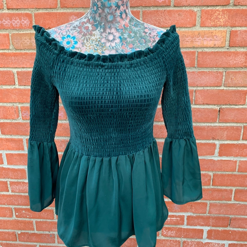 Jane and Delancey off the shoulder top